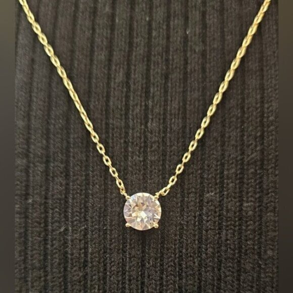 PAVOI 14K Gold Plated CZ Crystal Solitaire 1.5 Carat - Picture 3 of 9